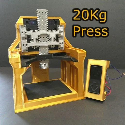 Presentation image of the printable 3D model: 20kg Mini Press! Hydraulic press with no complex electronics ( SG90 )