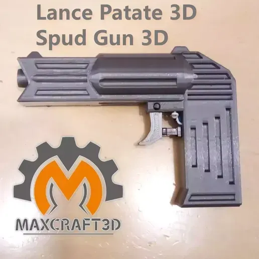 Image de présentation du modèle 3D imprimmable: Pistolet à patate et Canon à patates au butane. (Simple, Cool et Sécuritaire!)