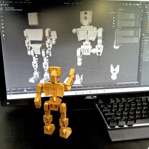 Presentation image of the printable 3D model: ProtoMan: An articulated, modular robot with Proto-Block! 💥