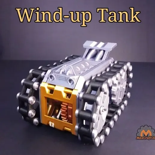 Image de présentation du modèle 3D imprimmable: Char mécanique avec mécanisme à remonter! (WUM-3)